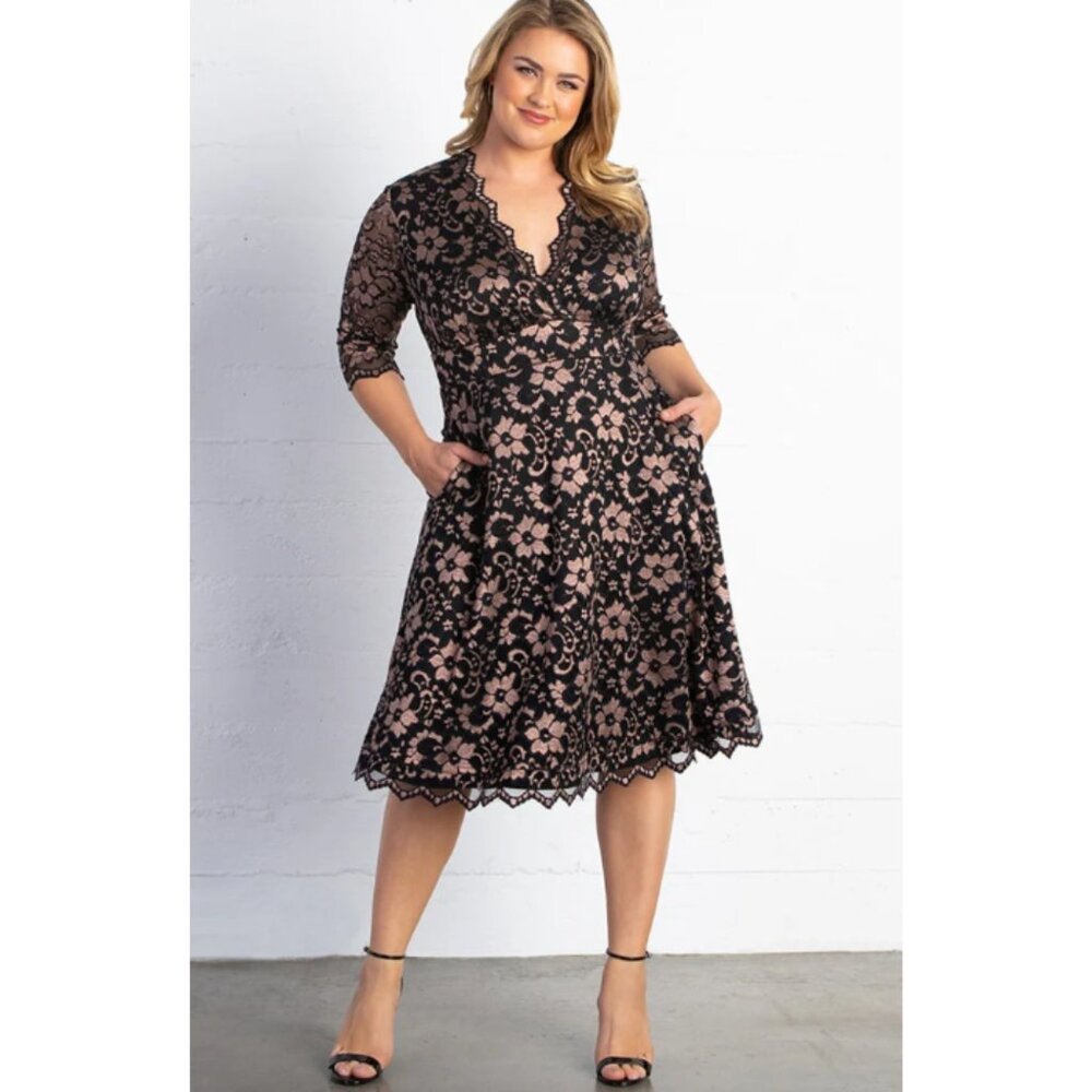 Kiyonna Mon Cherie Plus Size Lace Dress Size 1x EUC - Picture 2 of 5